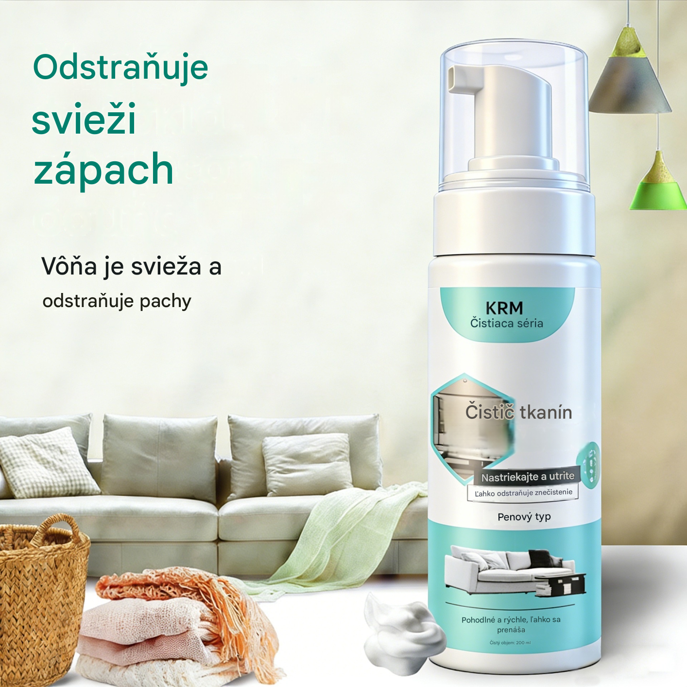 Tento vysoce účinný čistič pohovek má silné schopnosti odstraňovat skvrny, nevyžaduje vodu a je vhodný pro chemické čištění tkanin.