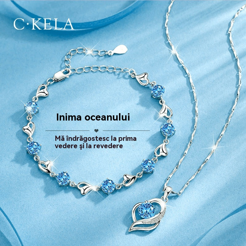 【Kupte 1 a dostanete 1 zdarma】 Sada náramků ze stříbra Heart of the Ocean 925 + náhrdelník