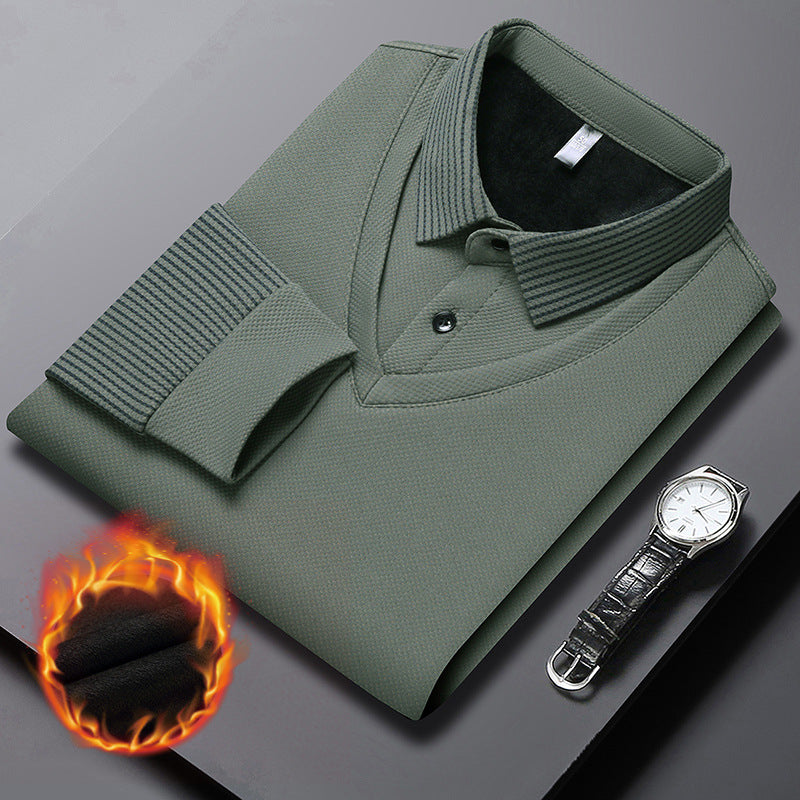 【M-4XL】Dwukolorowa koszulka POLO z paskami i efektem fałszywej warstwy