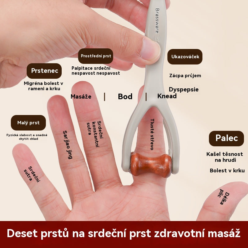 Masážní pomůcka na prsty z masivního dřeva: Válečky z přírodního dřeva pomáhají odblokovat meridiány kloubů a zmírnit únavu rukou.