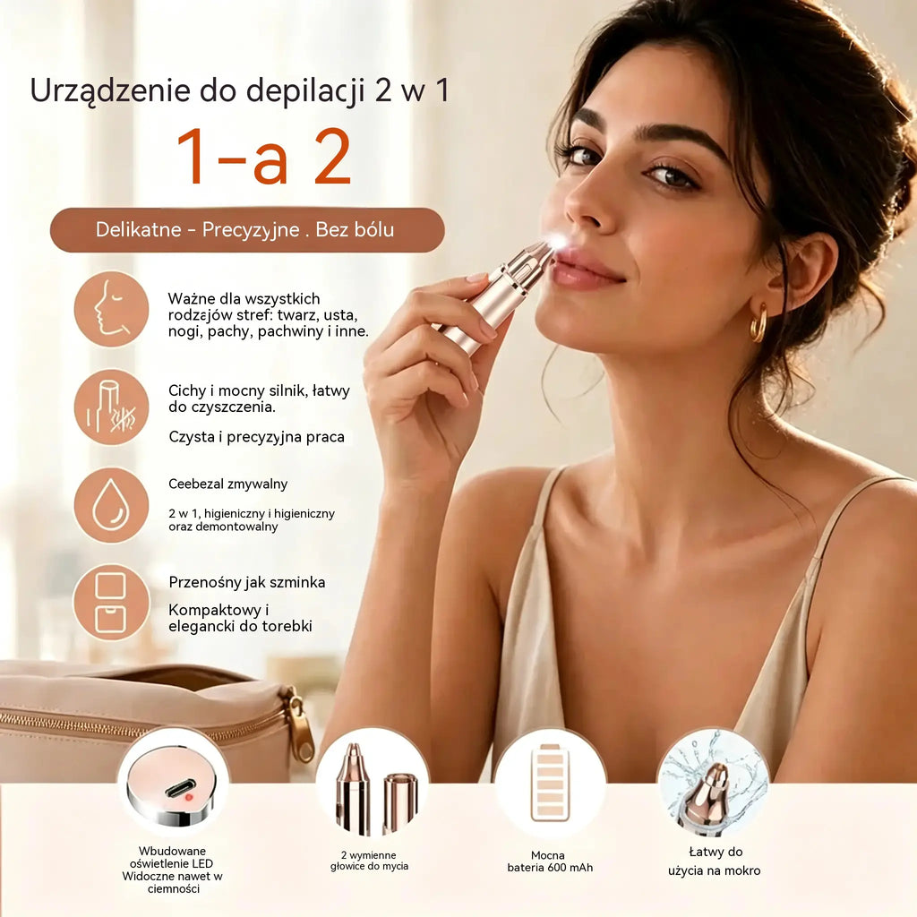 🎁 Model 2026 – 50% taniej 💥💗 Urządzenie 2 w 1 do usuwania owłosienia na twarzy i stylizacji brwi
