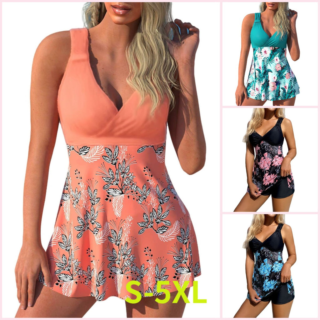 【Poslední den – sleva 50 %】【S-5XL】Nový plavkový set s potiskem pro větší velikosti, kraťasy, rozparky na zádech, rychleschnoucí materiál