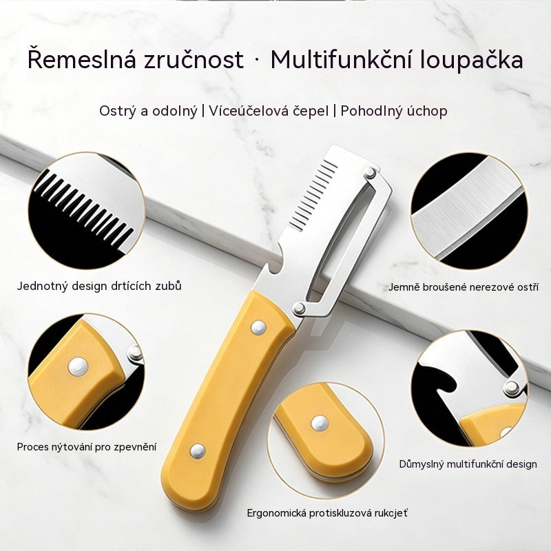 Kupte 1, dostanete 1 zdarma (2 položky) Multifunkční kuchyňská škrabka 3 v 1: Loupá, krájí a otevírá lahve!