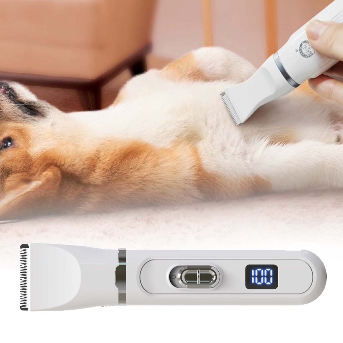 Mini elektrický strojek na stříhání koček a psů, 4 v 1 + kleštičky na drápky