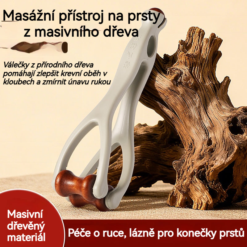 Masážní pomůcka na prsty z masivního dřeva: Válečky z přírodního dřeva pomáhají odblokovat meridiány kloubů a zmírnit únavu rukou.