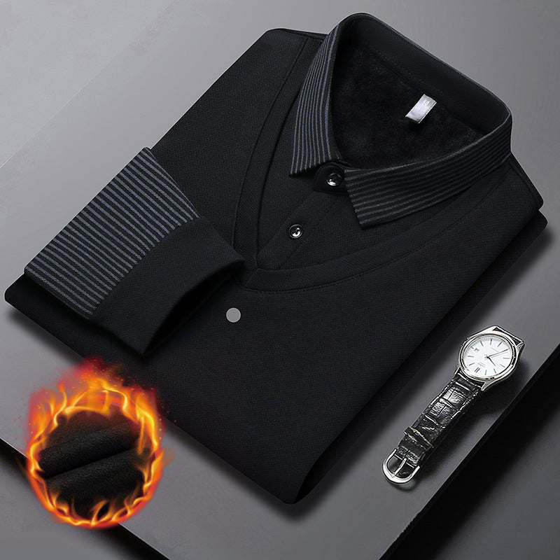 【M-4XL】Dwukolorowa koszulka POLO z paskami i efektem fałszywej warstwy