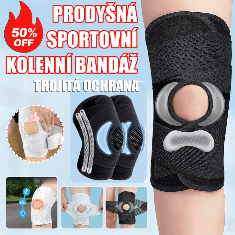 Dvojité pružinové chrániče kolen, vhodné pro běh, cyklistiku, hraní míče a jiné sporty