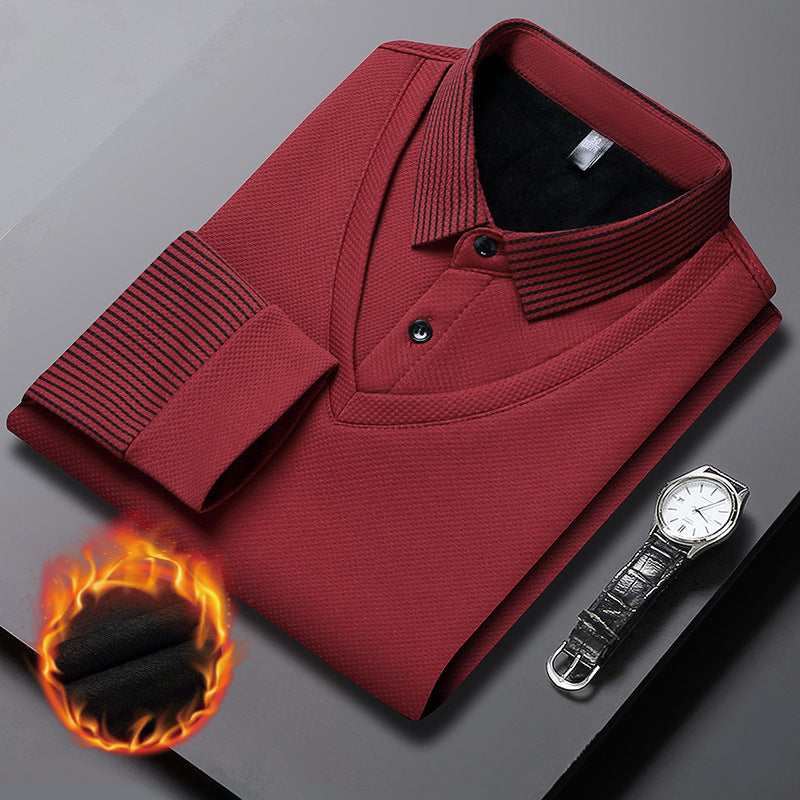 【M-4XL】Dwukolorowa koszulka POLO z paskami i efektem fałszywej warstwy