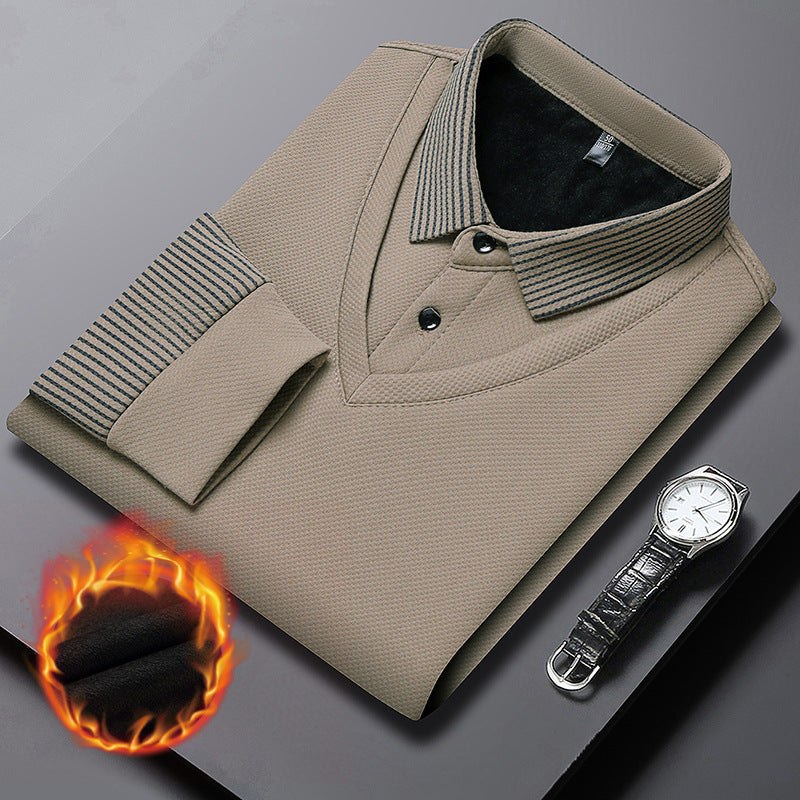 【M-4XL】Dwukolorowa koszulka POLO z paskami i efektem fałszywej warstwy